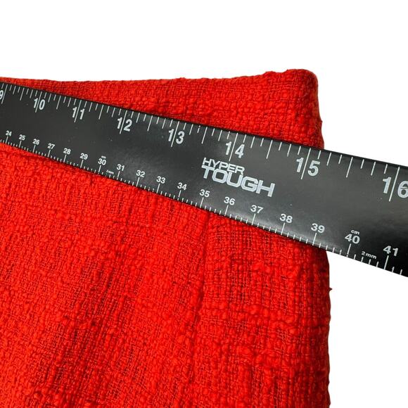 J.CREW Women's size 6 Orange Tweed Knit Pencil Fringe Skirt Lined Slit Preppy - Picture 7 of 8